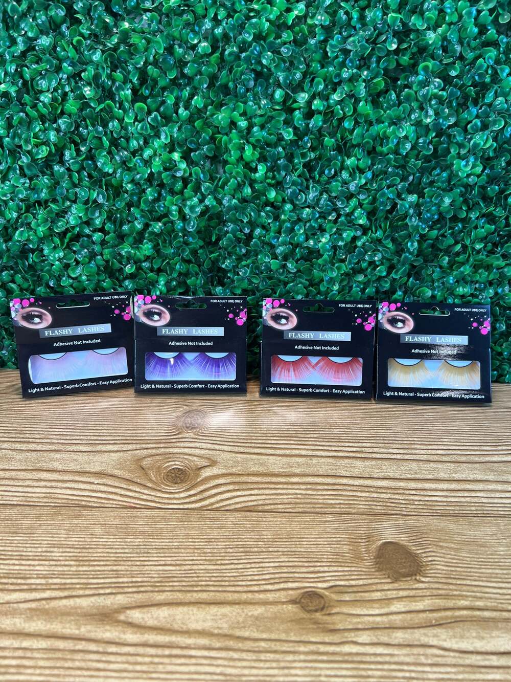 NEW 4 Boxes Of Flashy Lashes False Eyelashes Pink Yellow Red & Purple Adult